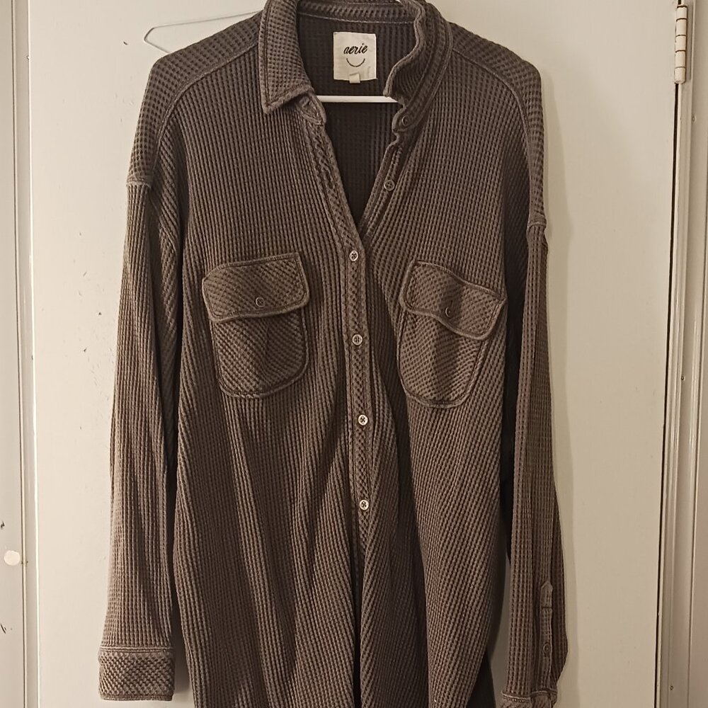 Aerie Lumberjane Waffle Knit Button-Down Shirt